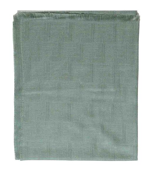 Fendi Green Wool And Silk Scarf for men