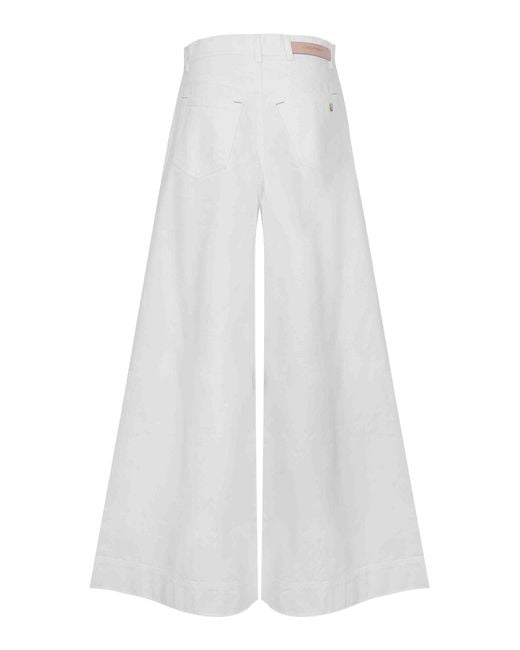 Alberta Ferretti White Wide-Leg Cotton Denim Trousers