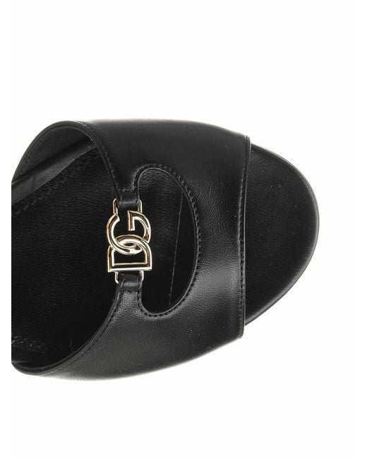 Dolce & Gabbana Black Leather Slides