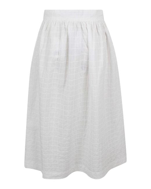 Mii White Pintuck Grid Pattern Midi Skirt