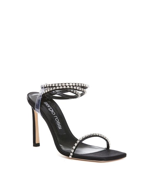 Sergio Rossi White Crystal Detail Sandals