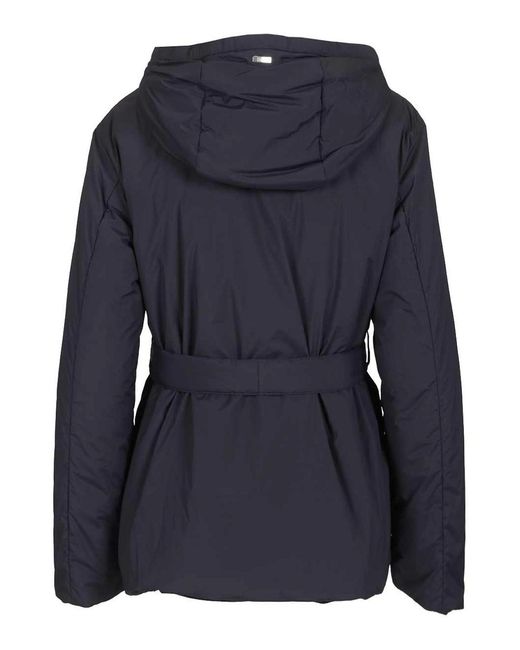 Herno Blue Nylon Hooded Jacket
