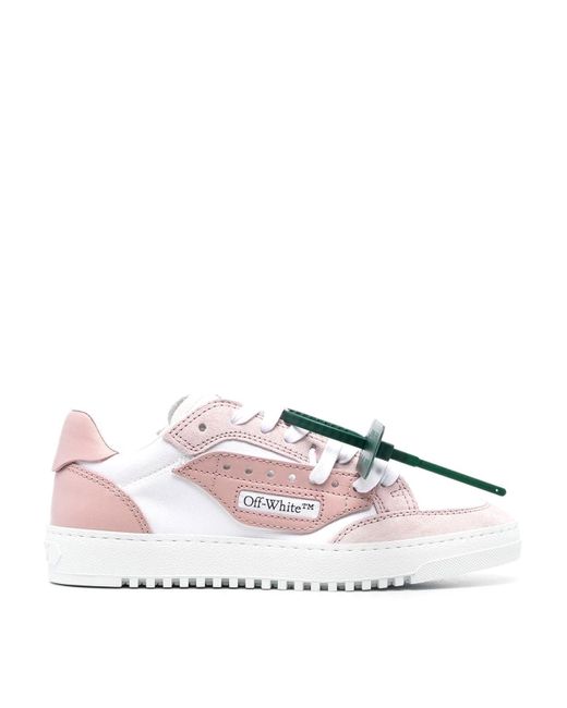 Off-White c/o Virgil Abloh Pink Calf Leather Suede Logo Patch