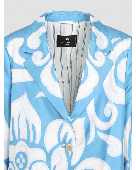 Etro Blue Printed Caban