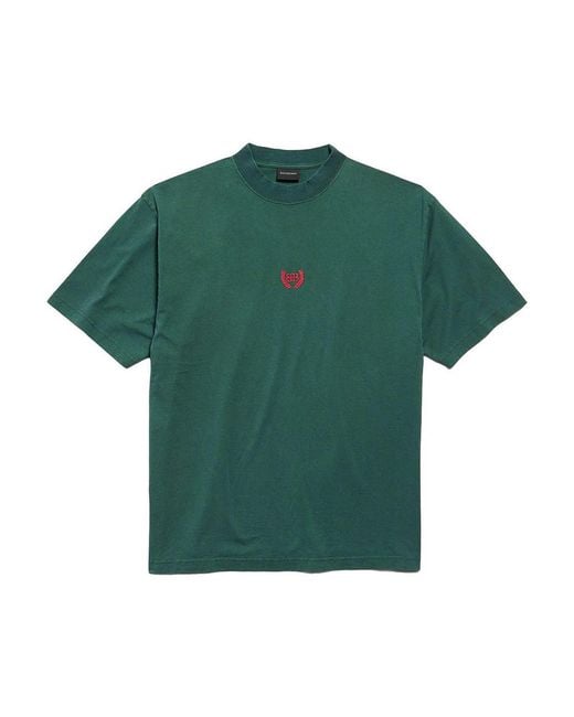 Balenciaga Green Laurel Medium Fit Jersey Classic T-Shirt for men