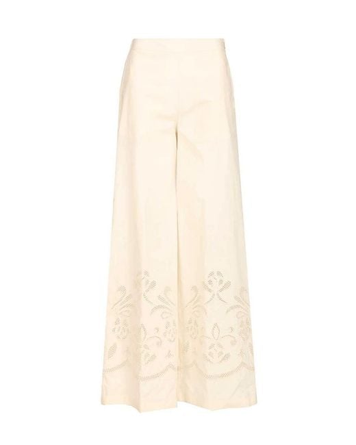 Forte_forte White Lunamaris Embroidery Co Popline Cropped Pants