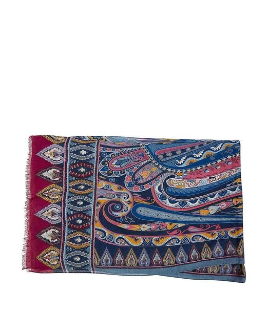 Etro Blue Orfeo Scarf 70X200 for men