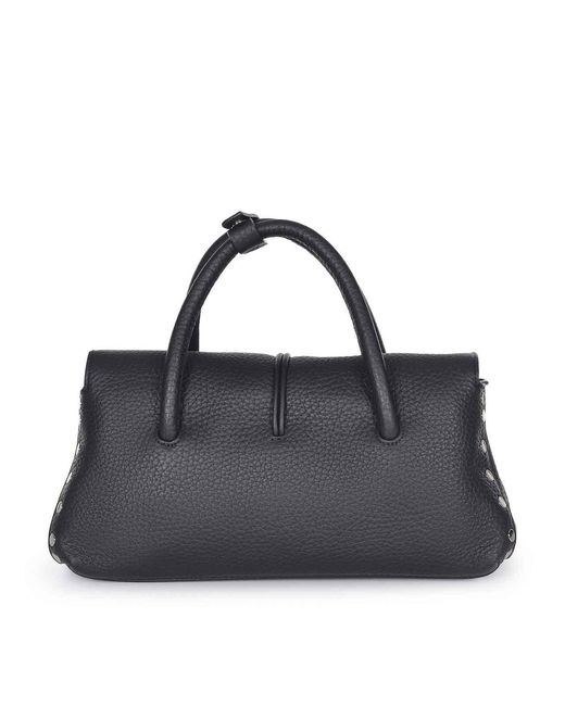 Zanellato Black Bag Made Of Hammered Leather