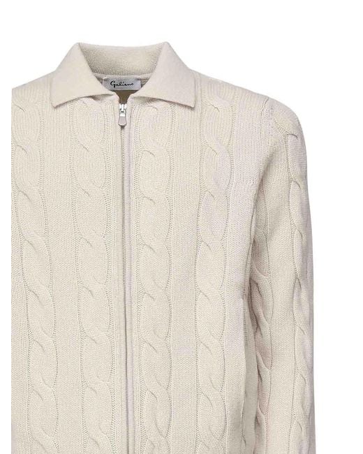 Giuliano Galiano White Ribbed Cardigan Jacket for men
