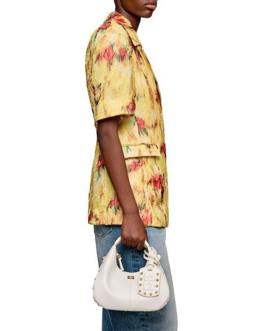 Ganni White Mini Hobo Bag With Studs
