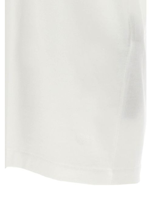 Tom Ford White Logo Embroidery T-Shirt for men