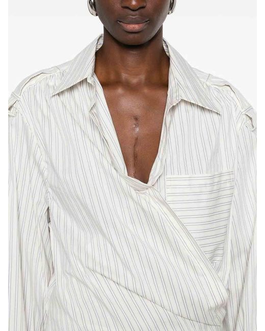 IRO White Lace Striped Cotton Shirt