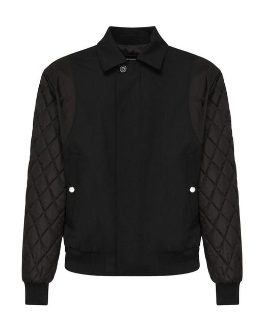 DSquared² Black Bomber Jacket With Quilted Sleeves for men