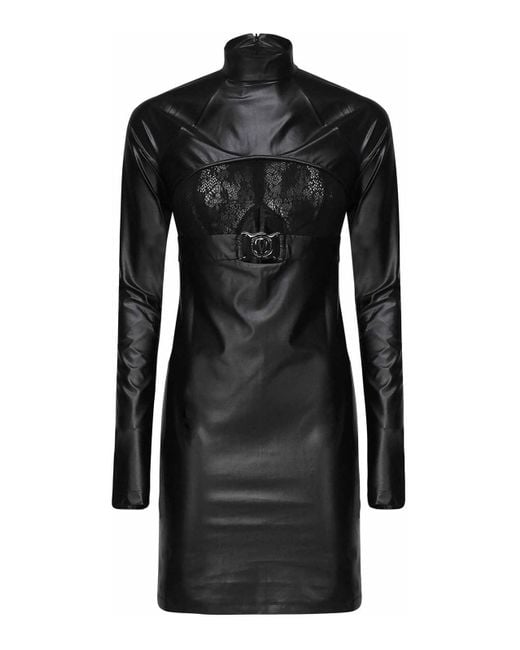 Versace Jeans Couture Black Short Dress With Front Cut-Out