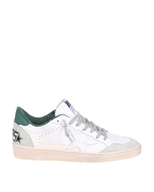 Golden Goose Deluxe Brand Multicolor Ballstar Sneakers In White And Green Leather for men
