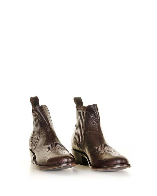 Mexicana Brown Cowboy Style Round Toe Ankle Boot