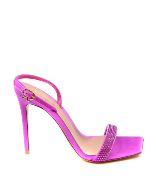 Gianvito Rossi Pink Velvet Sandals