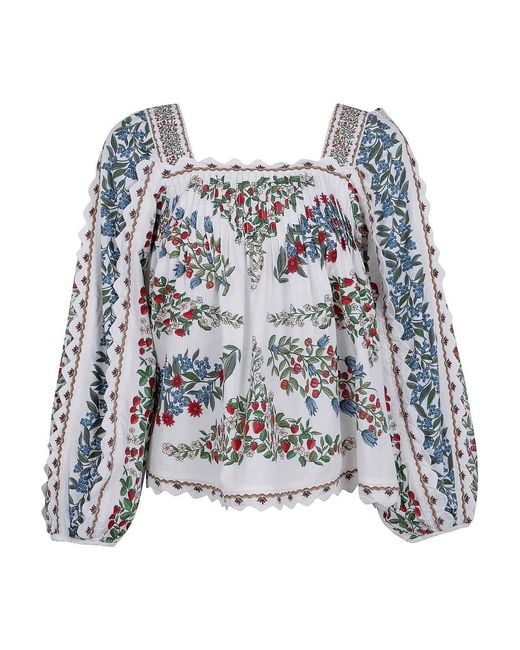 Farm Rio White Long Sleeve Blouse