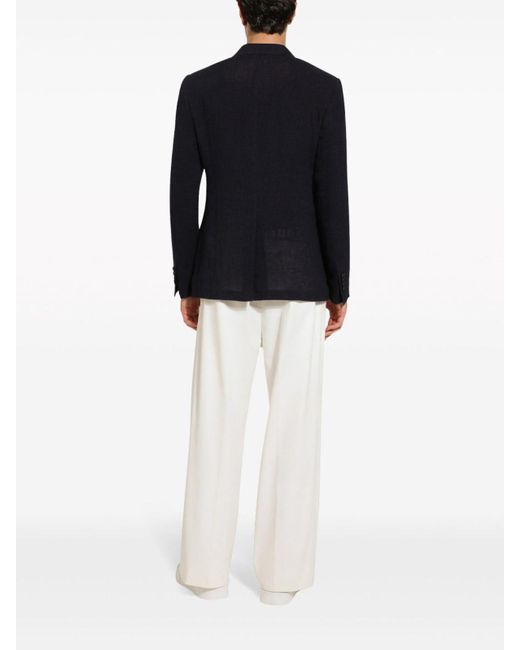 Dolce & Gabbana Blue Linen Double-Breasted Jacket for men