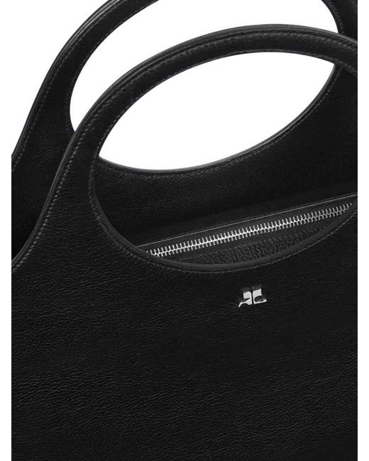 Courreges Black Shopping Bag With Logo