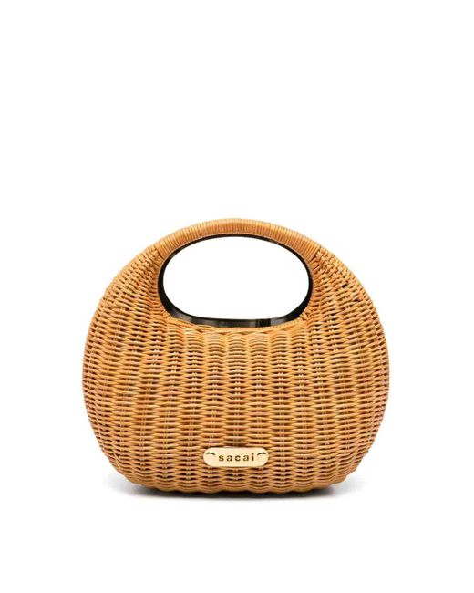 Sacai Metallic Rattan Round Bag