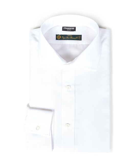 Franzese Collection White Cotton And Linen Shirt for men