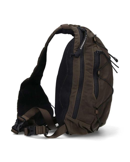 C P Company Gray Logo One Shoulder Backpack for men