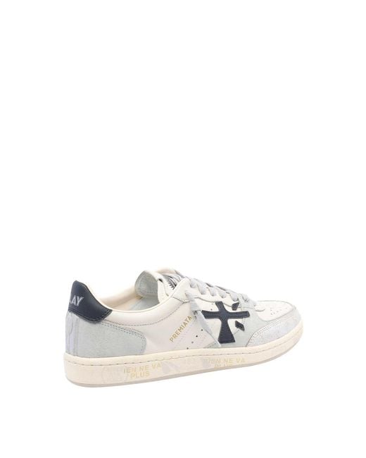 Premiata White Bskt Clay Leather Sneakers for men