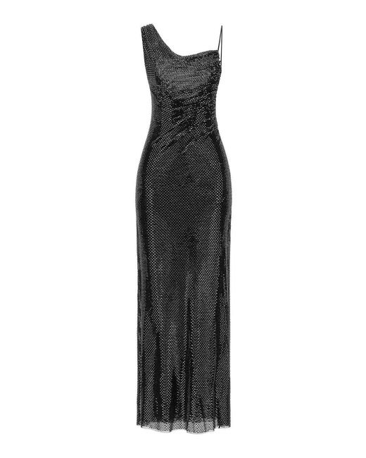 Self-Portrait Black Rhinestone Draped Maxi' Dress