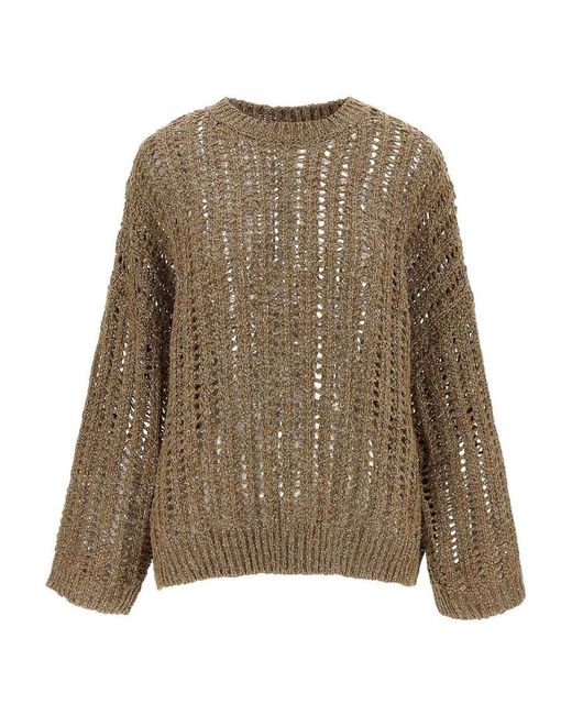 Brunello Cucinelli Brown Rustic Dazzling Net Jumper