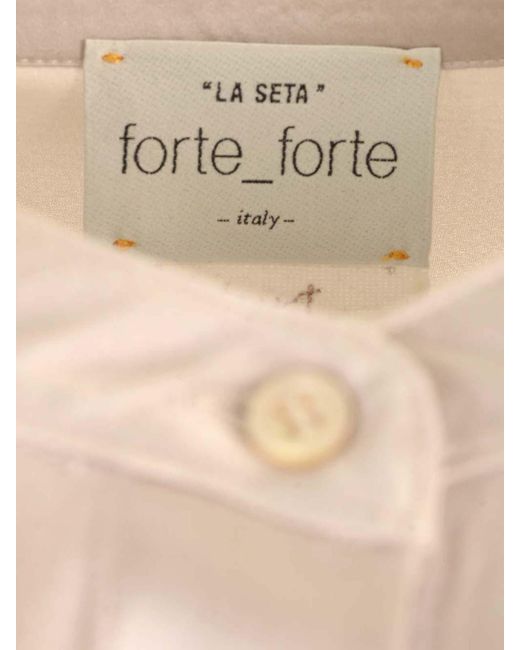 Forte_forte Natural Stretch Heavy Satin Silk Collar Shirt Perla
