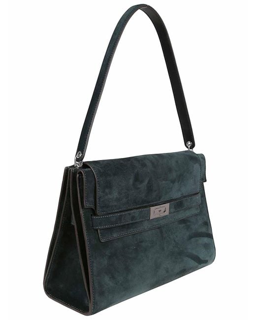 Tory Burch Black Lee Radziwill Suede Large Shoulder Bag