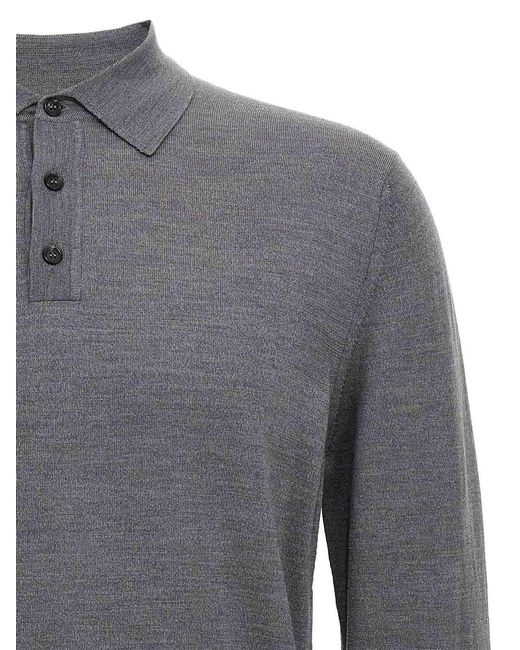 Zanone Gray Virgin Wool Polo Shirt for men