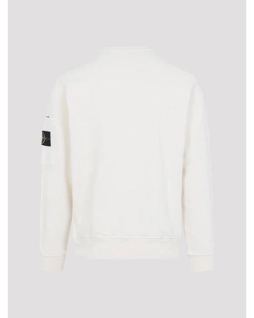 Stone Island White Cotton Sweatshirt for men