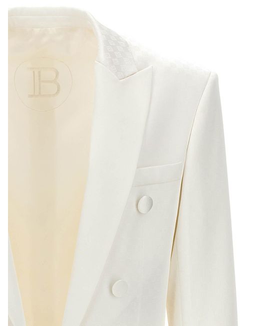 Balmain White Double-breasted Blazer for men
