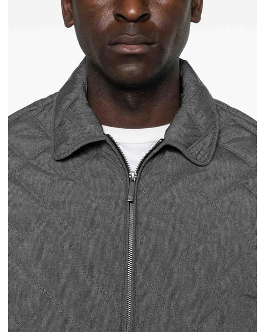 Emporio Armani Gray Quilted Blouson Jacket for men