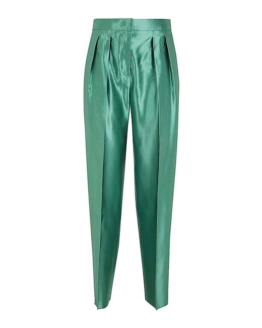 Giorgio Armani Green Polished Double Pences Pants