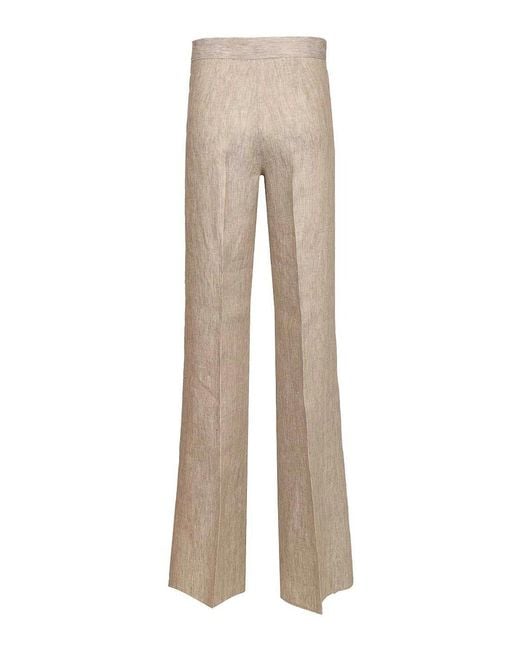 Max Mara Natural Chevron Linen Batavia Trousers