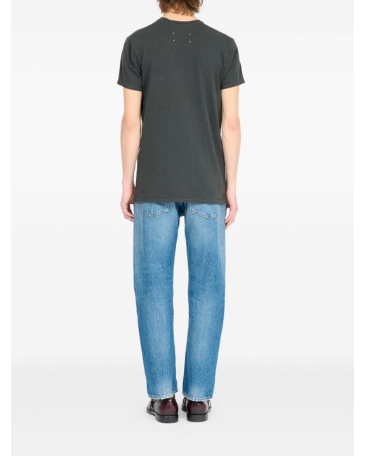 Maison Margiela Black Crew Neck T-Shirt With Print for men