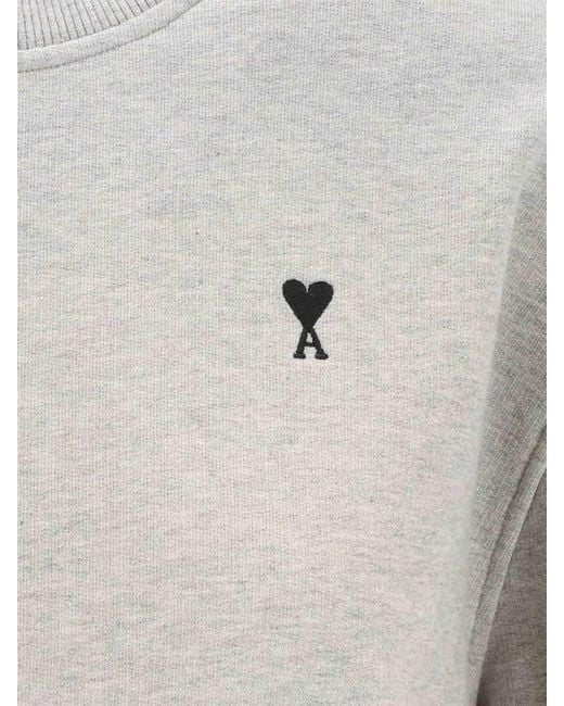 AMI White Crewneck Sweatshirt