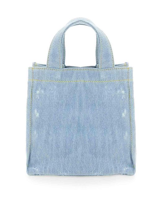 Acne Blue Mini Shopper Bag With Logo