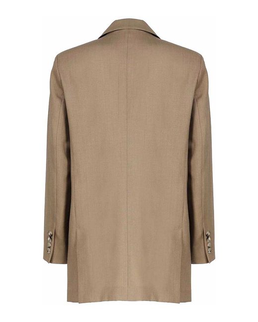 Max Mara Natural Double Breasted Blazer In Wool Blend