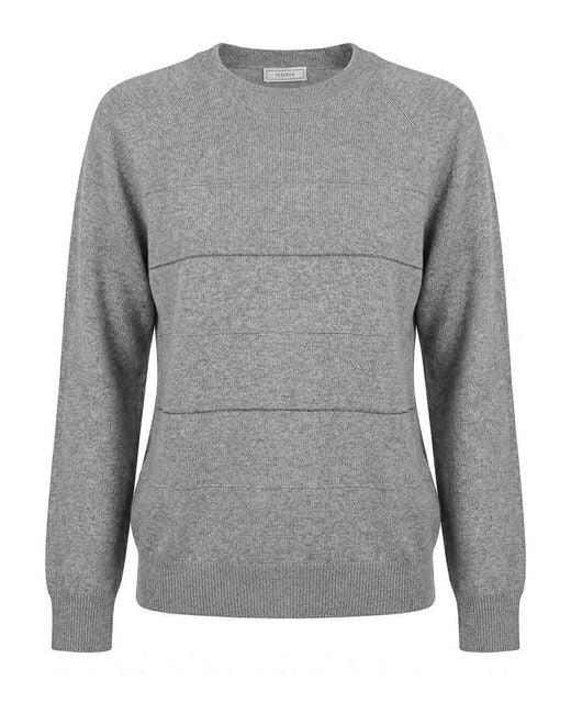 Peserico Gray Round Neck Sweater