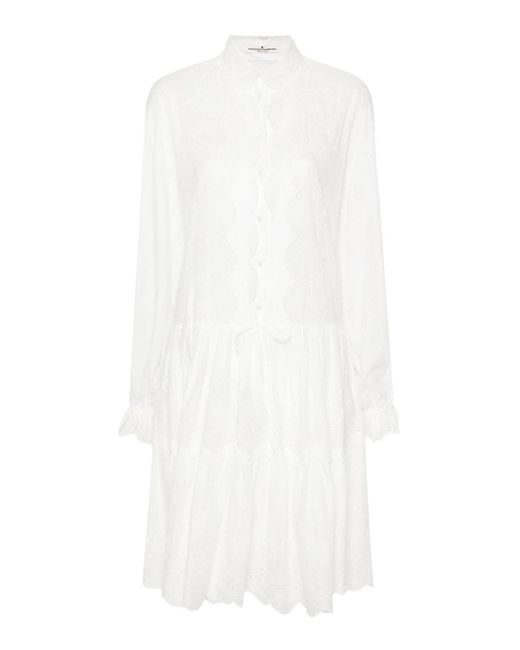 Ermanno Scervino White Embroidered Shirt Dress