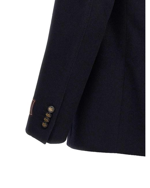 Etro Blue Decorative Basting Blazer for men