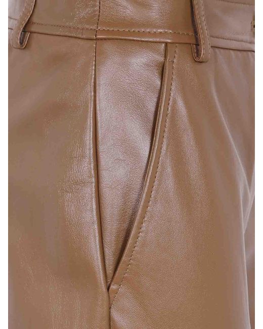 Max Mara Brown Leather Straight Trousers