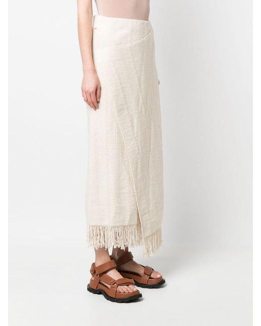 Jil Sander White Cotton Blend Midi Skirt