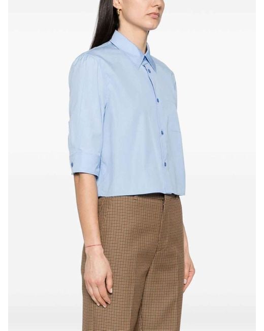 Marni Blue Cropped Cotton Shirt