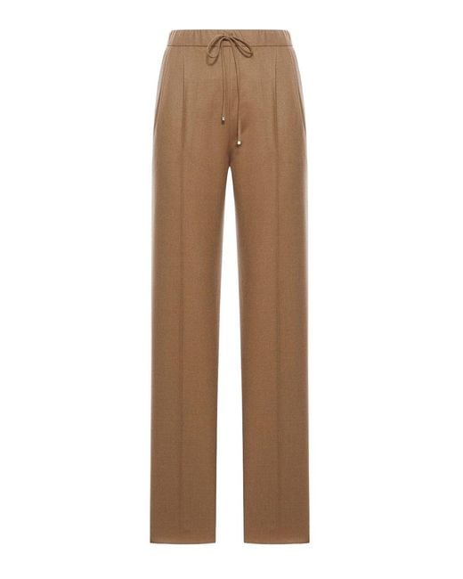 Max Mara Brown Cashmere Drawstring Trousers