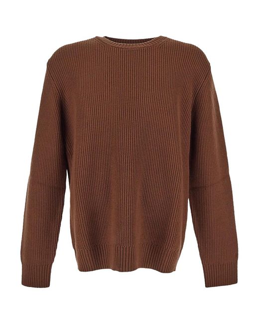 Seven7 Brown Gauge Crewneck Sweater for men